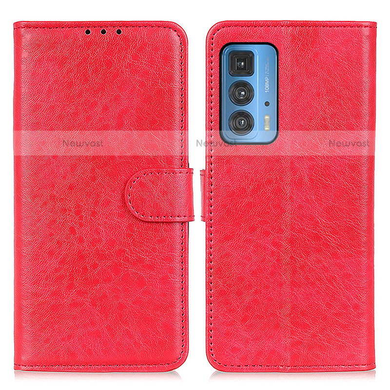 Leather Case Stands Flip Cover Holder A02D for Motorola Moto Edge 20 Pro 5G Red