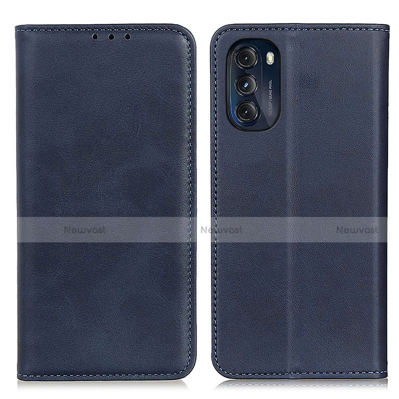 Leather Case Stands Flip Cover Holder A02D for Motorola Moto G 5G (2022) Blue