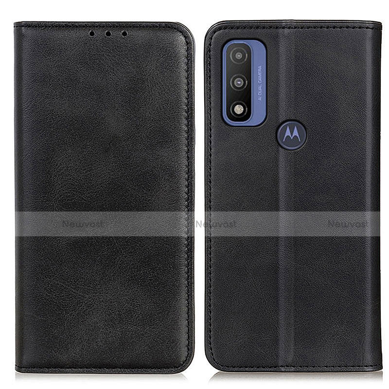 Leather Case Stands Flip Cover Holder A02D for Motorola Moto G Pure Black