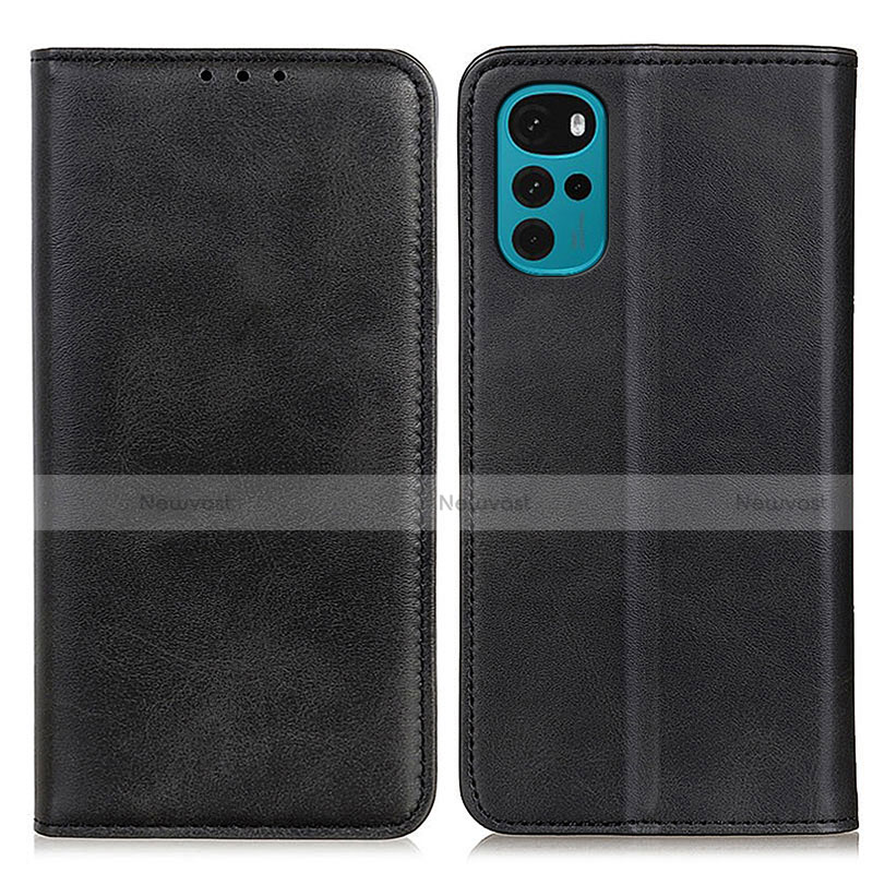 Leather Case Stands Flip Cover Holder A02D for Motorola Moto G22 Black