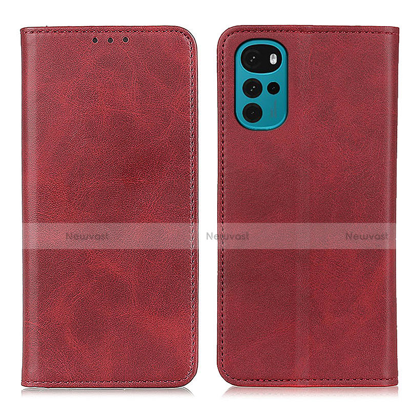 Leather Case Stands Flip Cover Holder A02D for Motorola Moto G22 Red