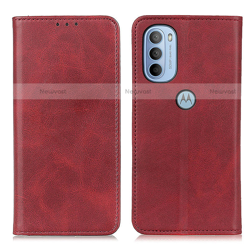 Leather Case Stands Flip Cover Holder A02D for Motorola Moto G31 Red