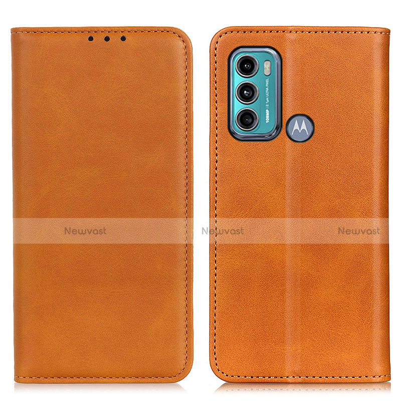 Leather Case Stands Flip Cover Holder A02D for Motorola Moto G40 Fusion Light Brown