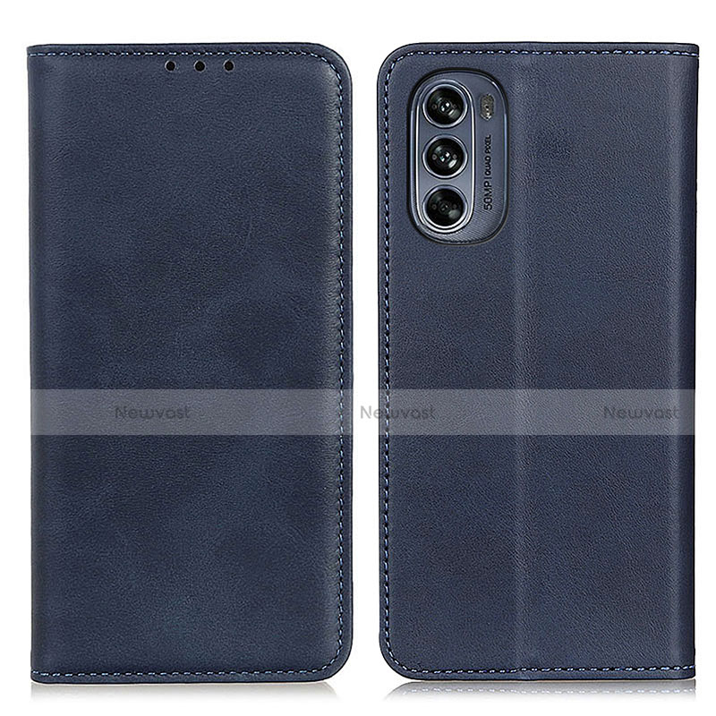 Leather Case Stands Flip Cover Holder A02D for Motorola Moto G62 5G Blue
