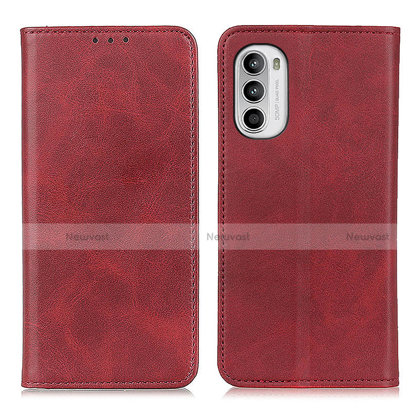 Leather Case Stands Flip Cover Holder A02D for Motorola Moto G82 5G Red