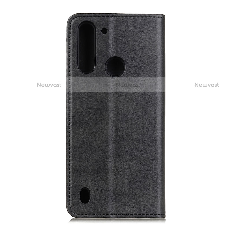Leather Case Stands Flip Cover Holder A02D for Motorola Moto One Fusion Black