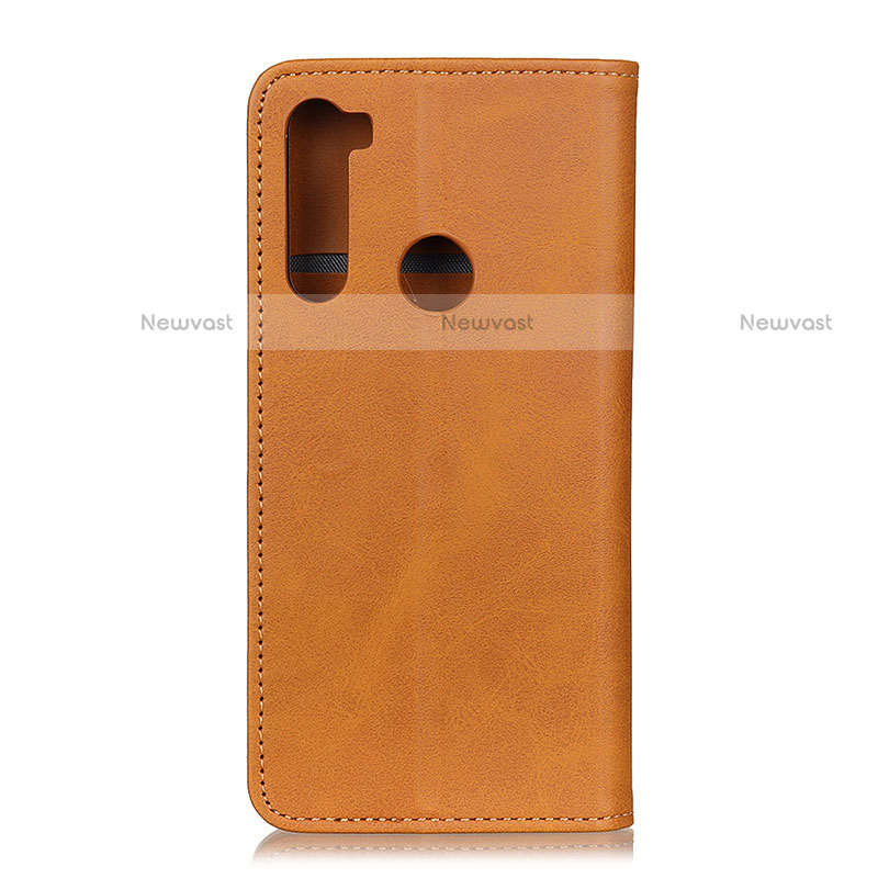 Leather Case Stands Flip Cover Holder A02D for Motorola Moto One Fusion Plus Light Brown