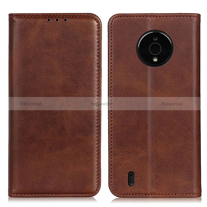 Leather Case Stands Flip Cover Holder A02D for Nokia C200 Brown