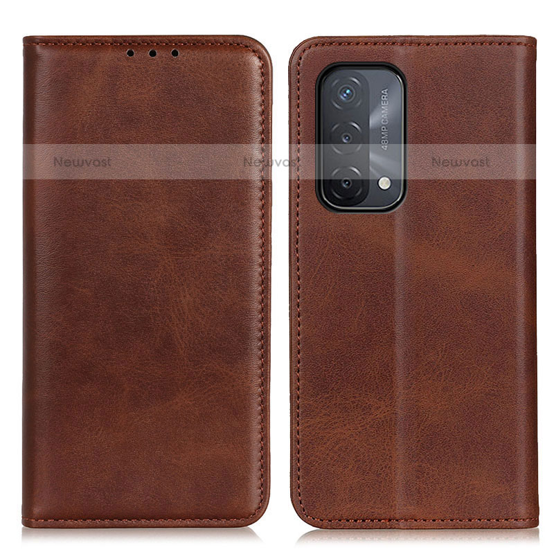 Leather Case Stands Flip Cover Holder A02D for OnePlus Nord N200 5G Brown