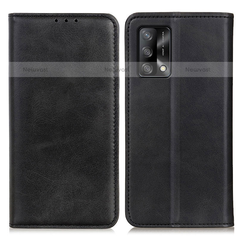 Leather Case Stands Flip Cover Holder A02D for Oppo A74 4G Black