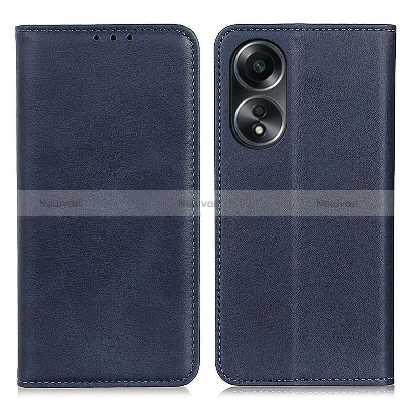 Leather Case Stands Flip Cover Holder A02D for Oppo A78 5G Blue