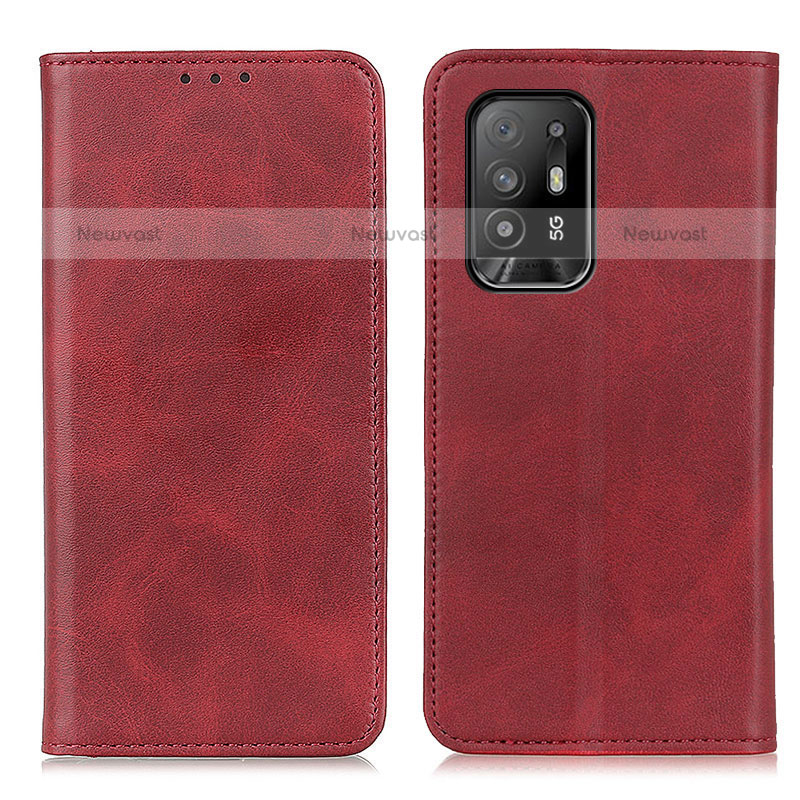 Leather Case Stands Flip Cover Holder A02D for Oppo F19 Pro+ Plus 5G Red