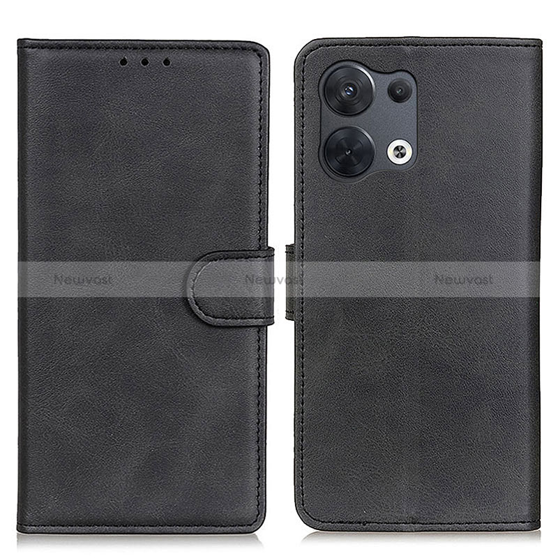 Leather Case Stands Flip Cover Holder A02D for Oppo Reno8 Pro 5G Black