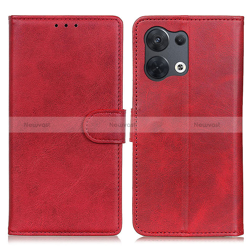 Leather Case Stands Flip Cover Holder A02D for Oppo Reno9 5G Red
