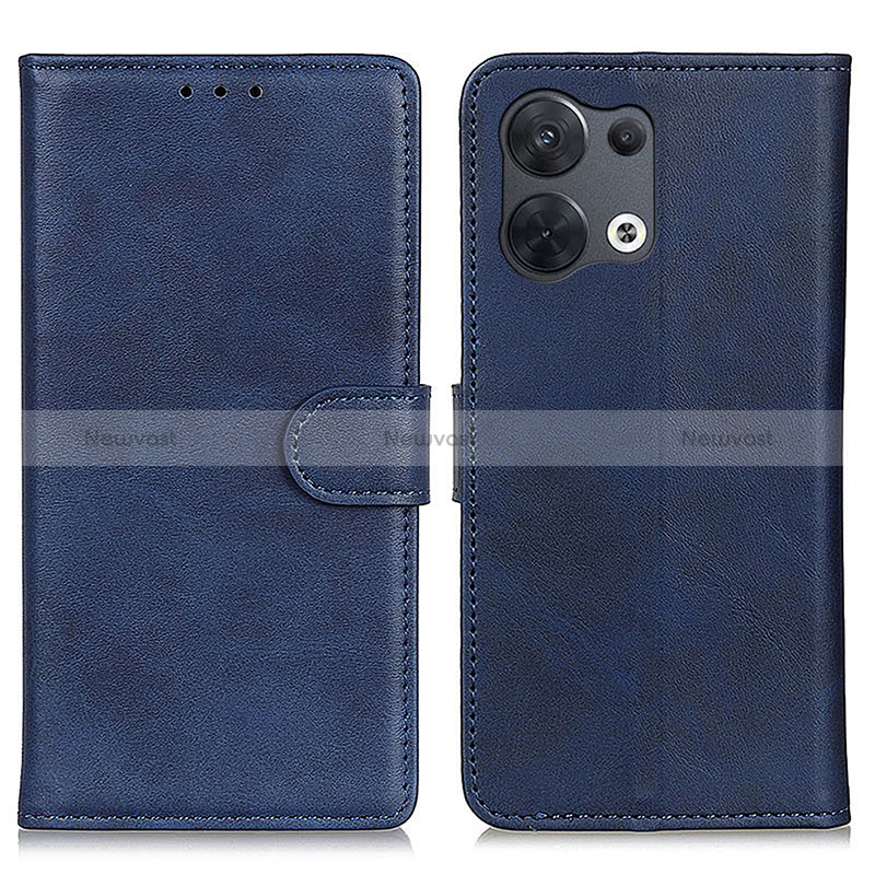 Leather Case Stands Flip Cover Holder A02D for Oppo Reno9 Pro+ Plus 5G Blue