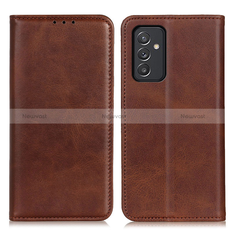 Leather Case Stands Flip Cover Holder A02D for Samsung Galaxy A15 4G Brown