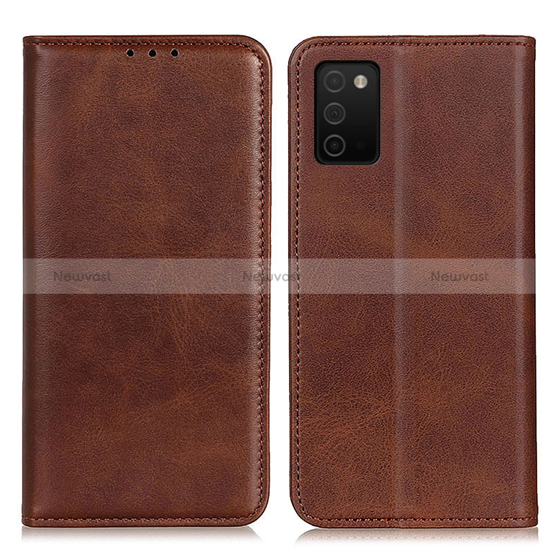 Leather Case Stands Flip Cover Holder A02D for Samsung Galaxy M02s Brown