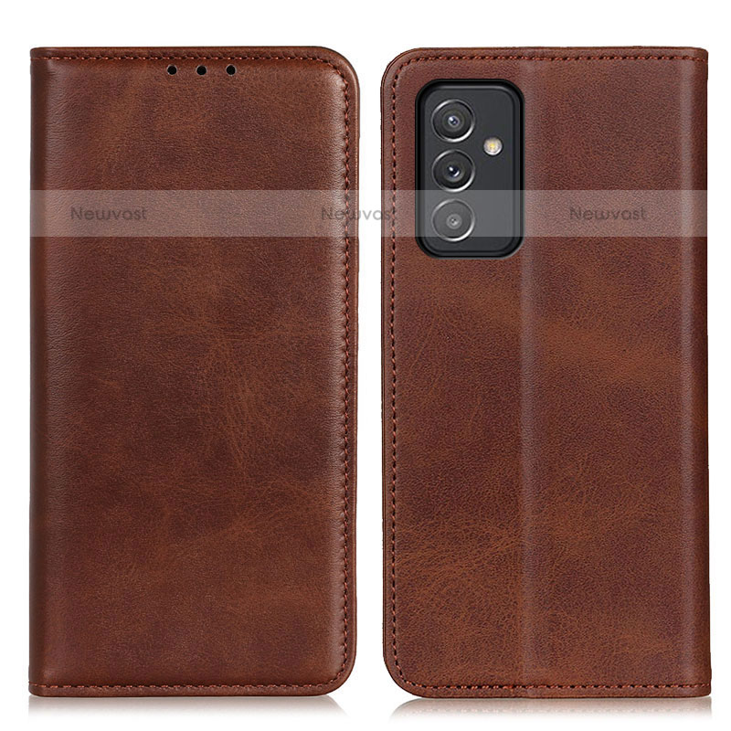 Leather Case Stands Flip Cover Holder A02D for Samsung Galaxy Quantum2 5G Brown