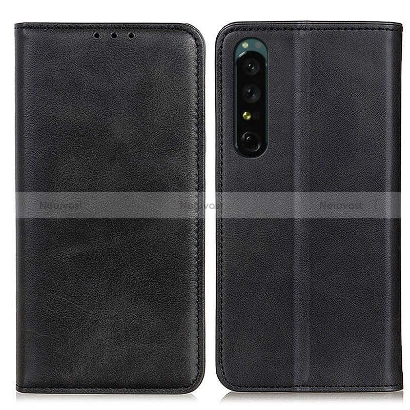Leather Case Stands Flip Cover Holder A02D for Sony Xperia 1 V Black