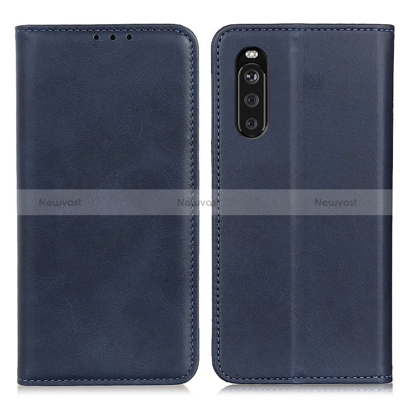 Leather Case Stands Flip Cover Holder A02D for Sony Xperia 10 III Blue