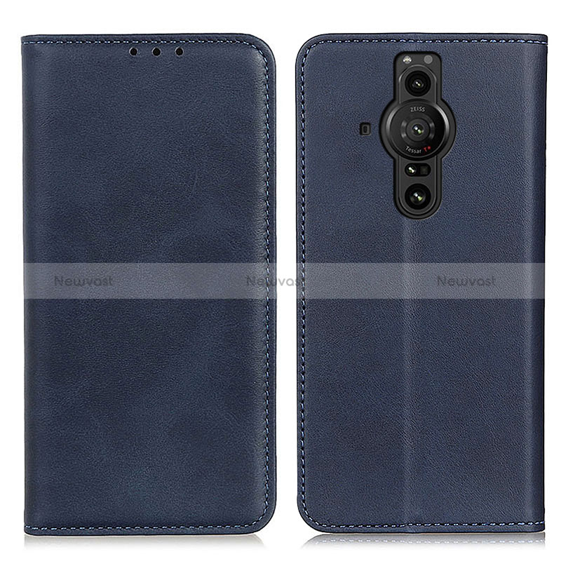 Leather Case Stands Flip Cover Holder A02D for Sony Xperia PRO-I Blue