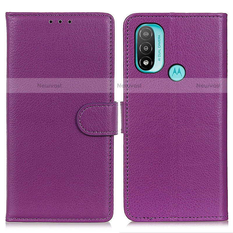 Leather Case Stands Flip Cover Holder A03D for Motorola Moto E20 Purple