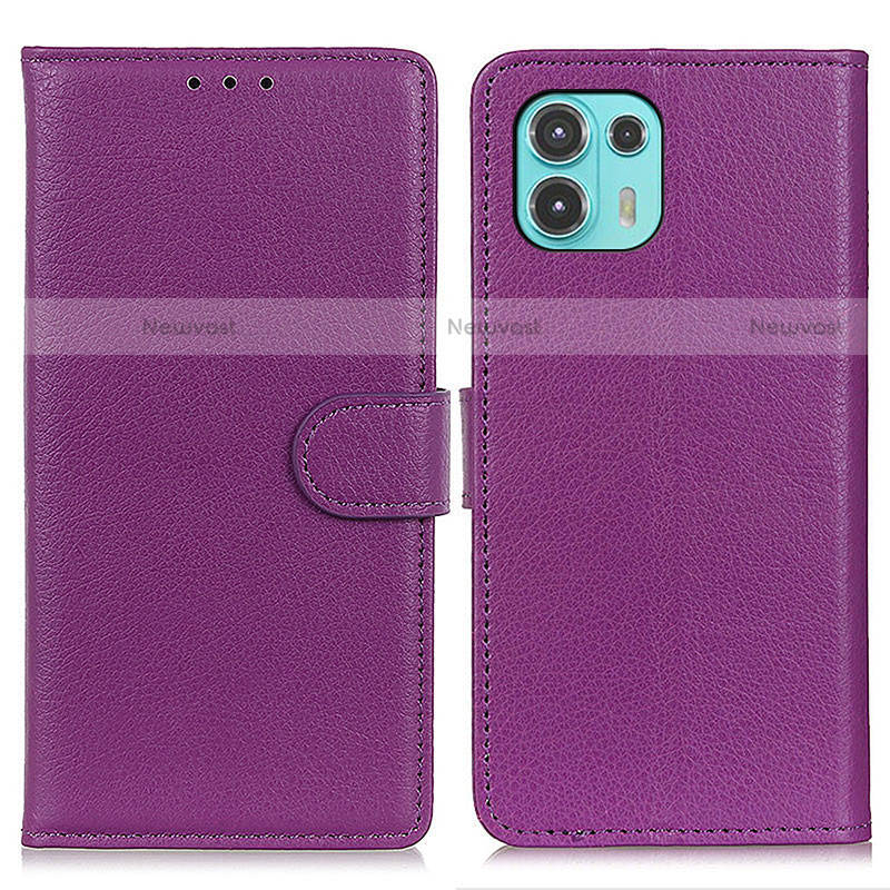 Leather Case Stands Flip Cover Holder A03D for Motorola Moto Edge 20 Lite 5G Purple