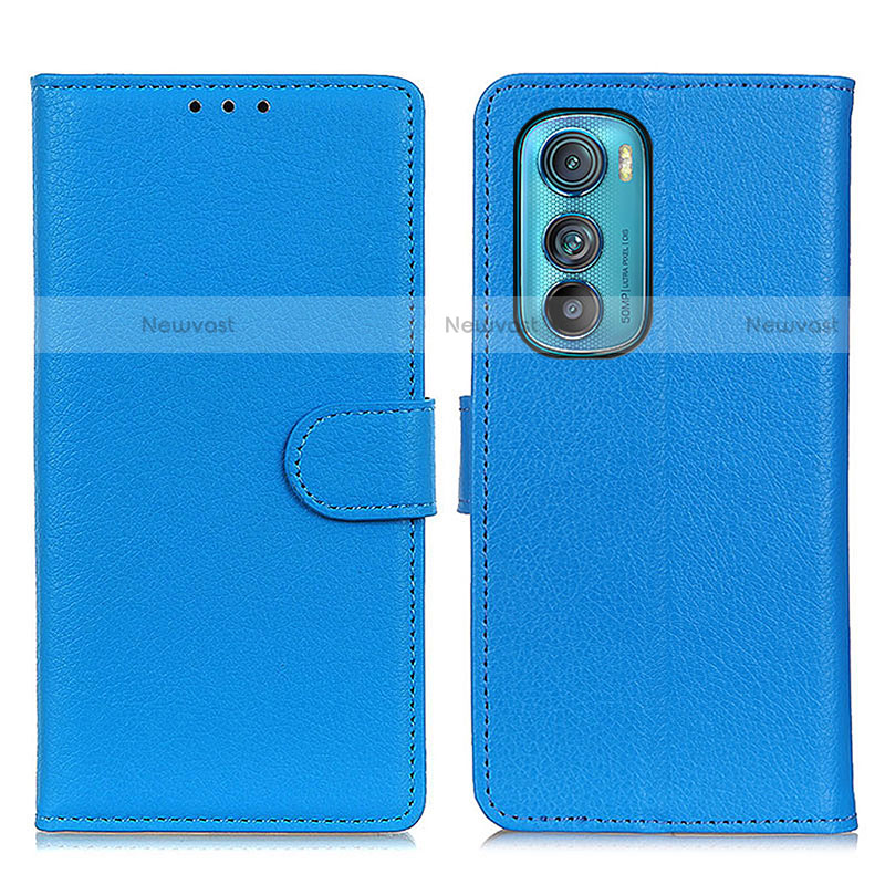 Leather Case Stands Flip Cover Holder A03D for Motorola Moto Edge 30 5G Sky Blue