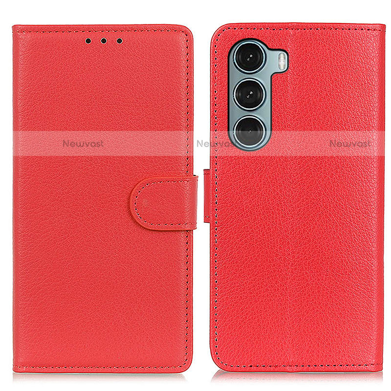 Leather Case Stands Flip Cover Holder A03D for Motorola Moto G200 5G Red