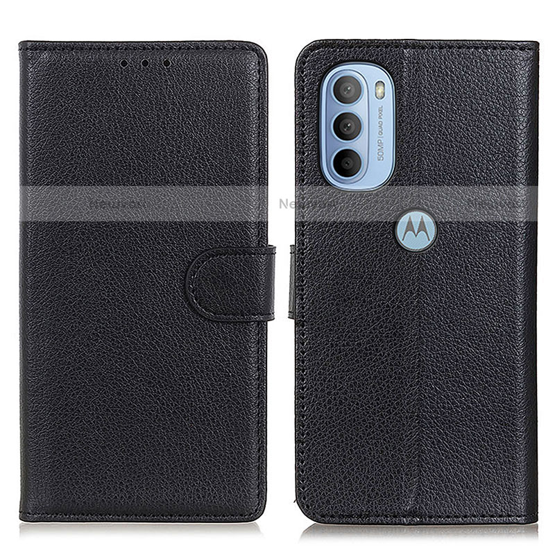 Leather Case Stands Flip Cover Holder A03D for Motorola Moto G31 Black