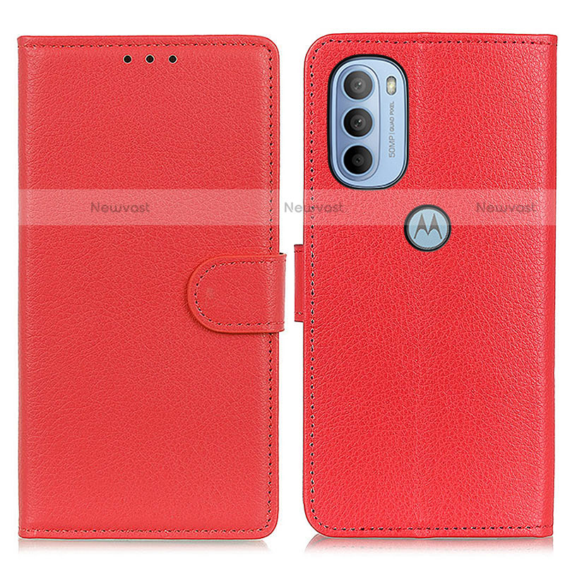 Leather Case Stands Flip Cover Holder A03D for Motorola Moto G31 Red