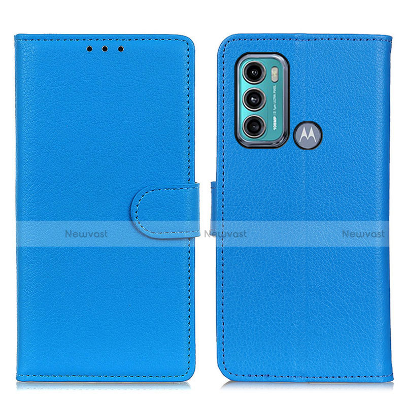 Leather Case Stands Flip Cover Holder A03D for Motorola Moto G40 Fusion Sky Blue