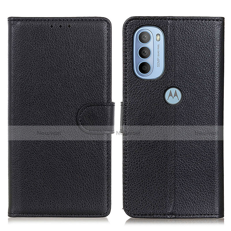 Leather Case Stands Flip Cover Holder A03D for Motorola Moto G41 Black
