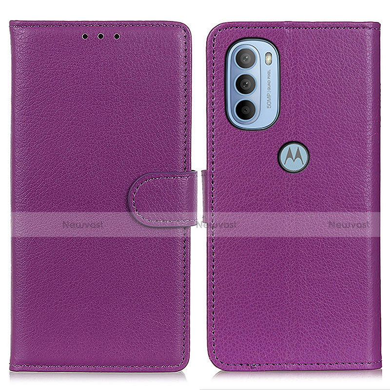 Leather Case Stands Flip Cover Holder A03D for Motorola Moto G41 Purple