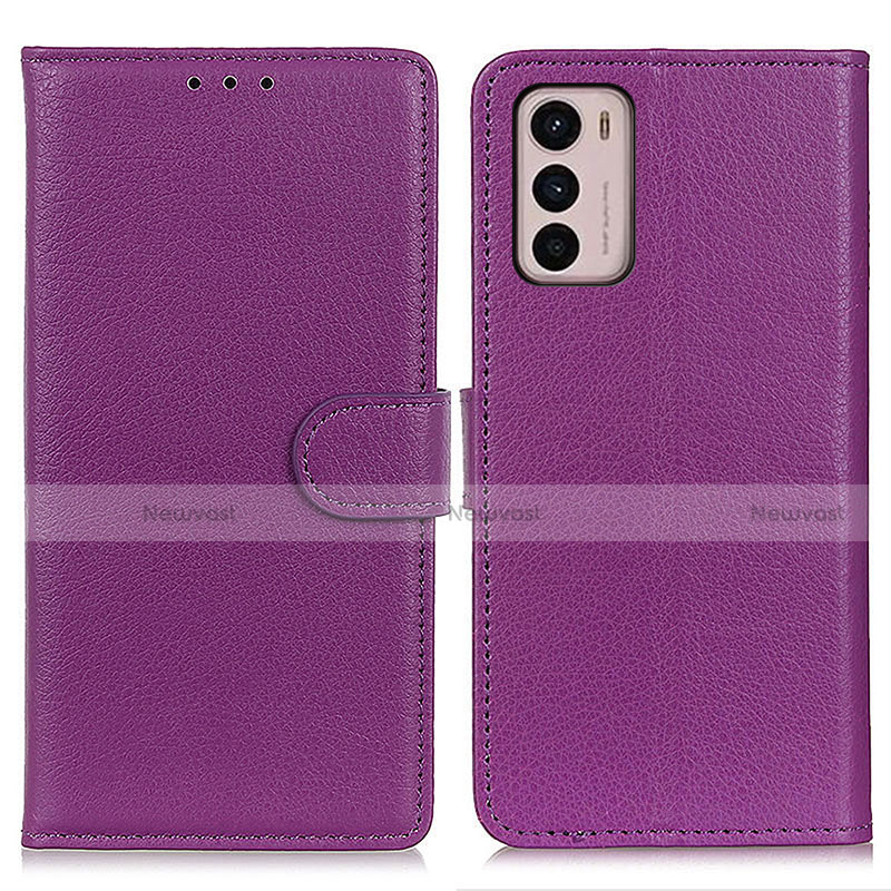 Leather Case Stands Flip Cover Holder A03D for Motorola Moto G42 Purple
