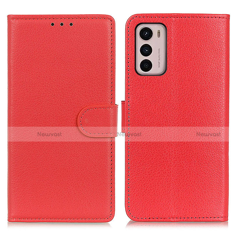 Leather Case Stands Flip Cover Holder A03D for Motorola Moto G42 Red