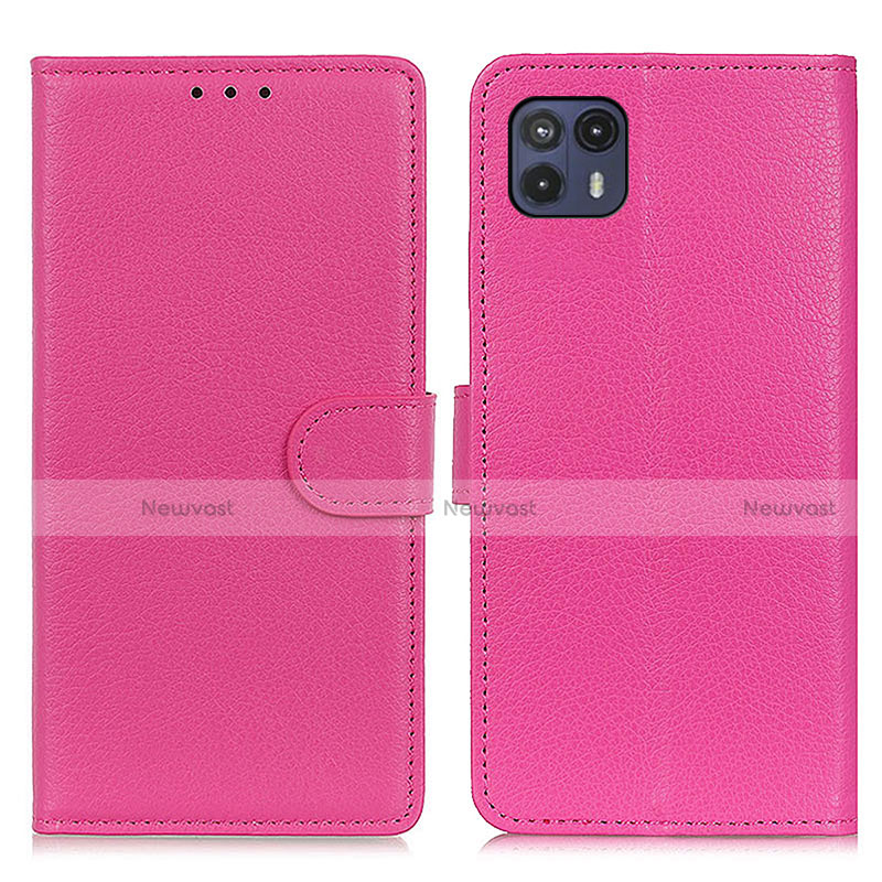 Leather Case Stands Flip Cover Holder A03D for Motorola Moto G50 5G Hot Pink