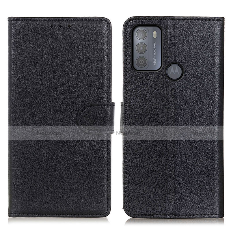 Leather Case Stands Flip Cover Holder A03D for Motorola Moto G50 Black