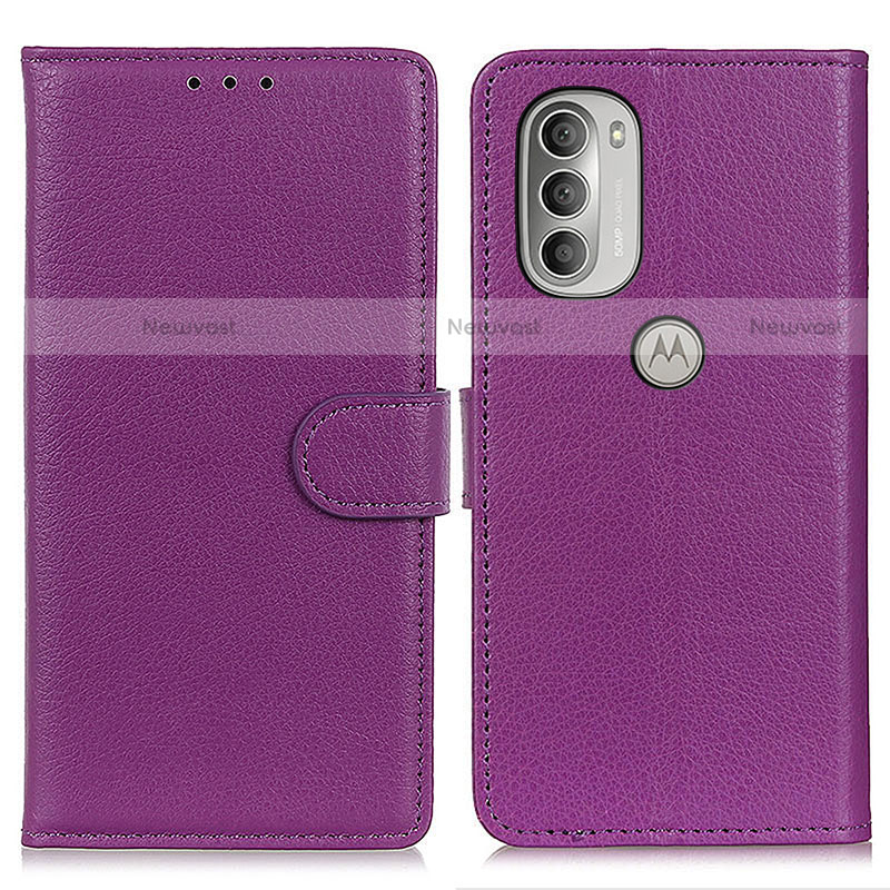 Leather Case Stands Flip Cover Holder A03D for Motorola Moto G51 5G