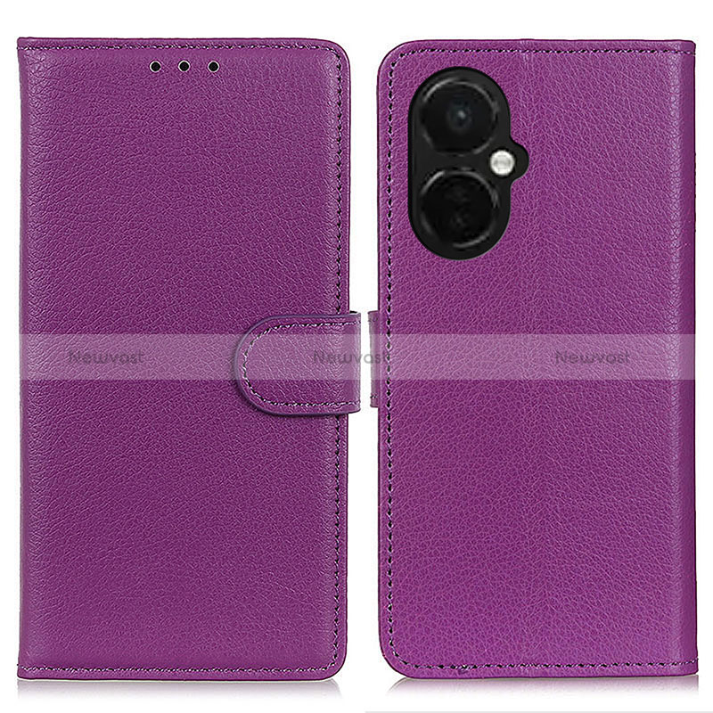 Leather Case Stands Flip Cover Holder A03D for OnePlus Nord CE 3 Lite 5G Purple