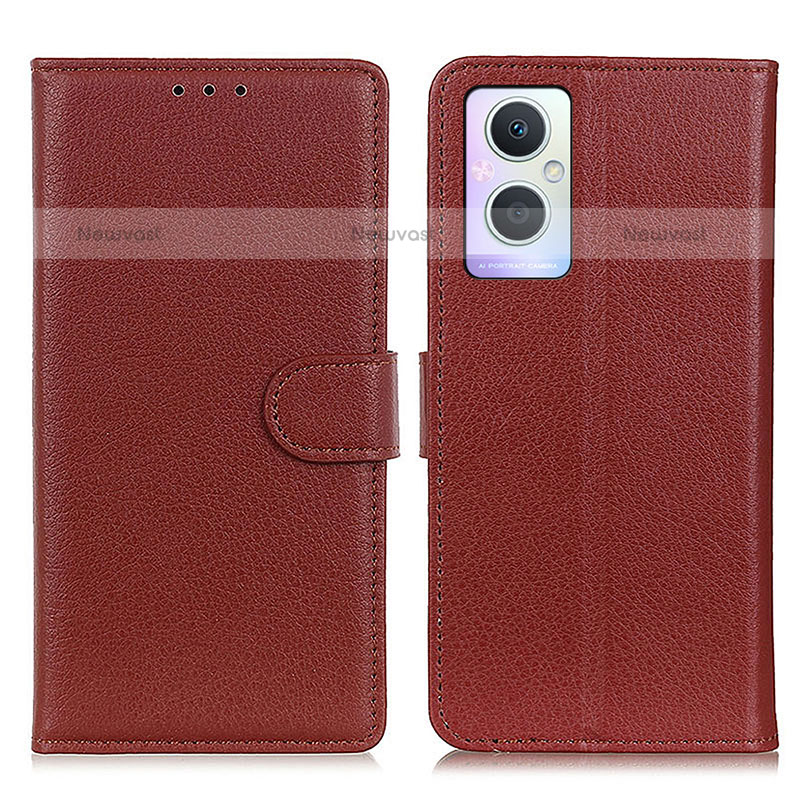 Leather Case Stands Flip Cover Holder A03D for OnePlus Nord N20 5G Brown