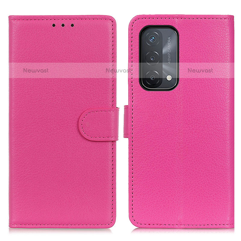 Leather Case Stands Flip Cover Holder A03D for OnePlus Nord N200 5G Hot Pink