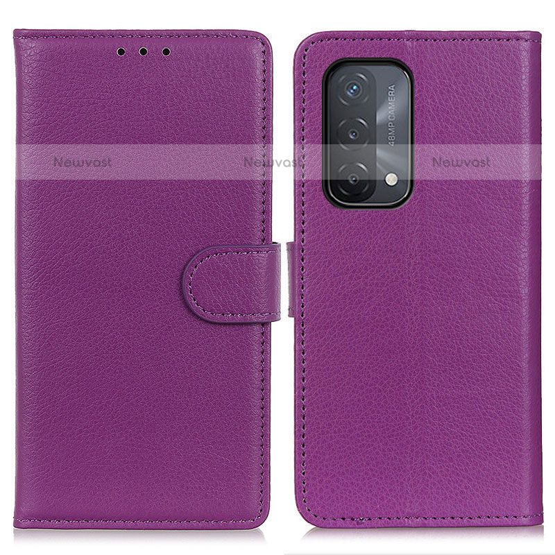 Leather Case Stands Flip Cover Holder A03D for OnePlus Nord N200 5G Purple