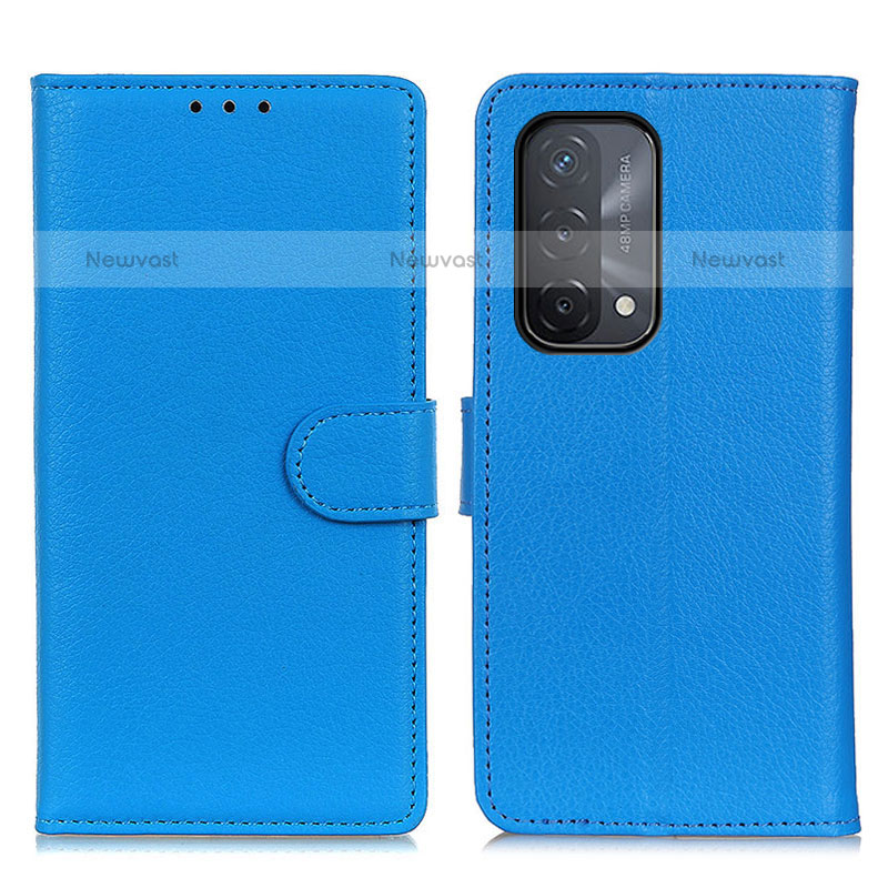 Leather Case Stands Flip Cover Holder A03D for OnePlus Nord N200 5G Sky Blue