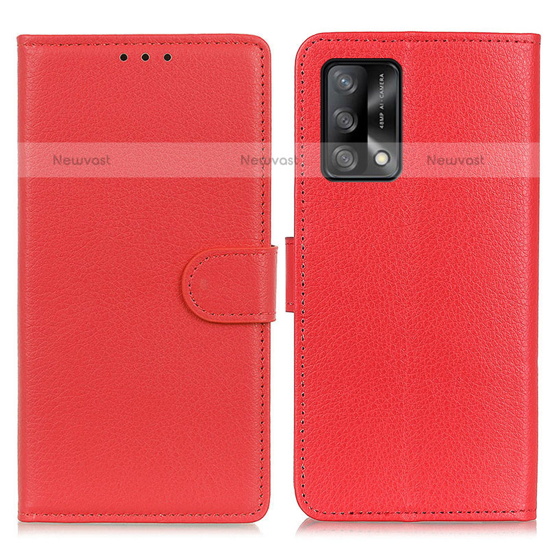 Leather Case Stands Flip Cover Holder A03D for Oppo A74 4G Red