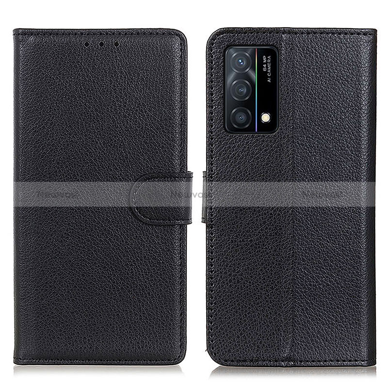 Leather Case Stands Flip Cover Holder A03D for Oppo K9 5G Black