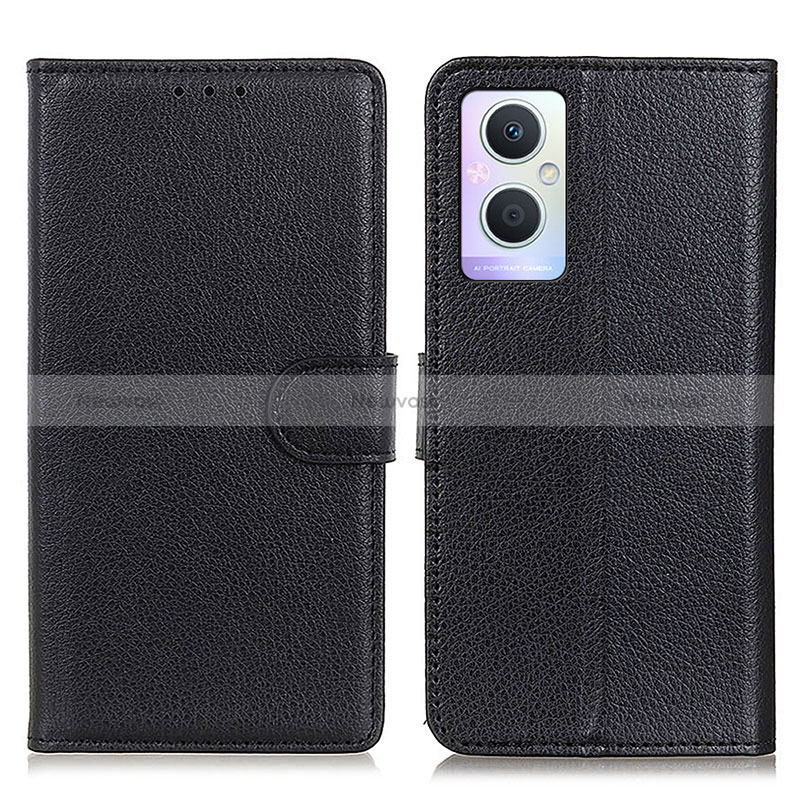 Leather Case Stands Flip Cover Holder A03D for Oppo Reno7 Z 5G Black