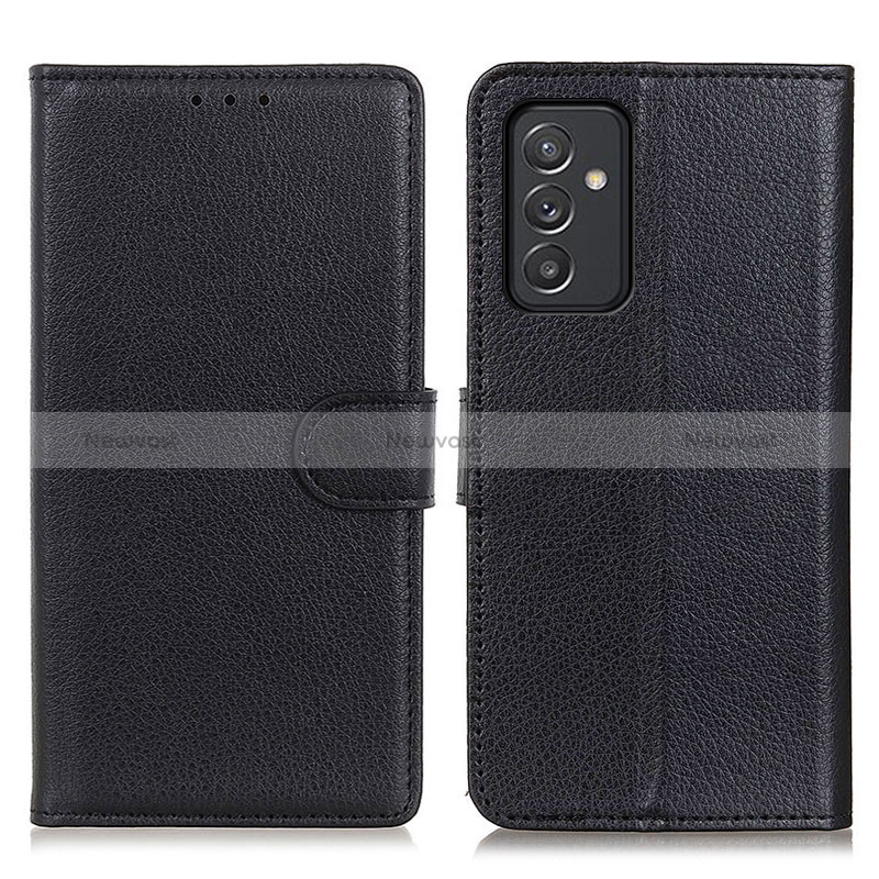 Leather Case Stands Flip Cover Holder A03D for Samsung Galaxy A15 4G Black