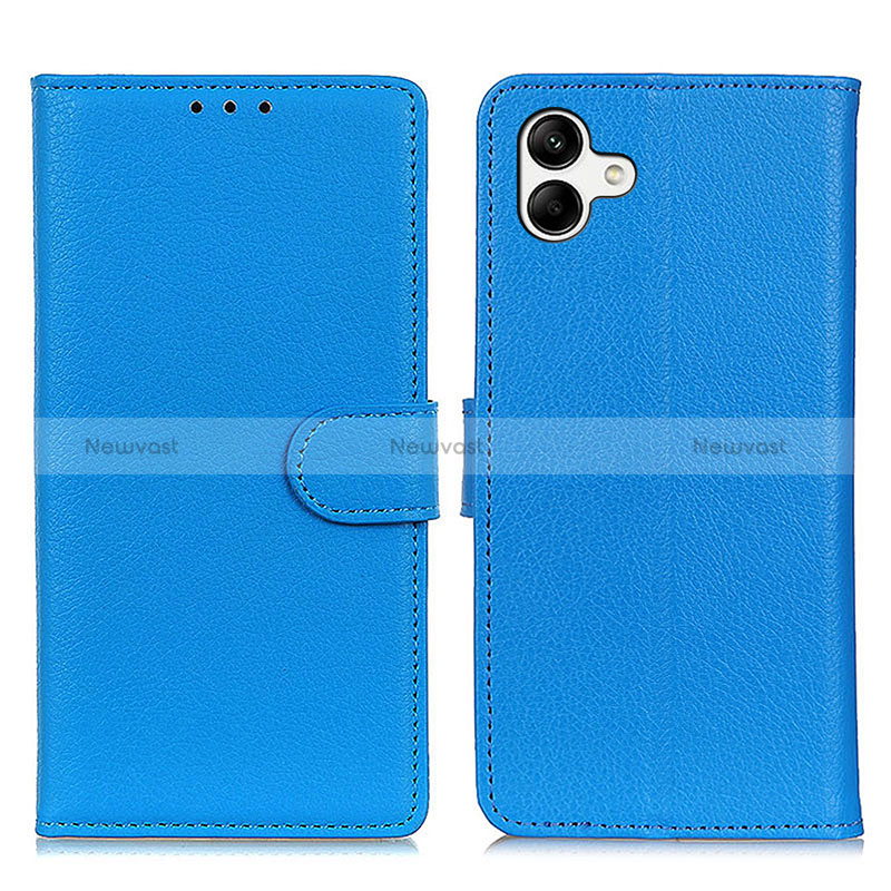 Leather Case Stands Flip Cover Holder A03D for Samsung Galaxy M04 Sky Blue