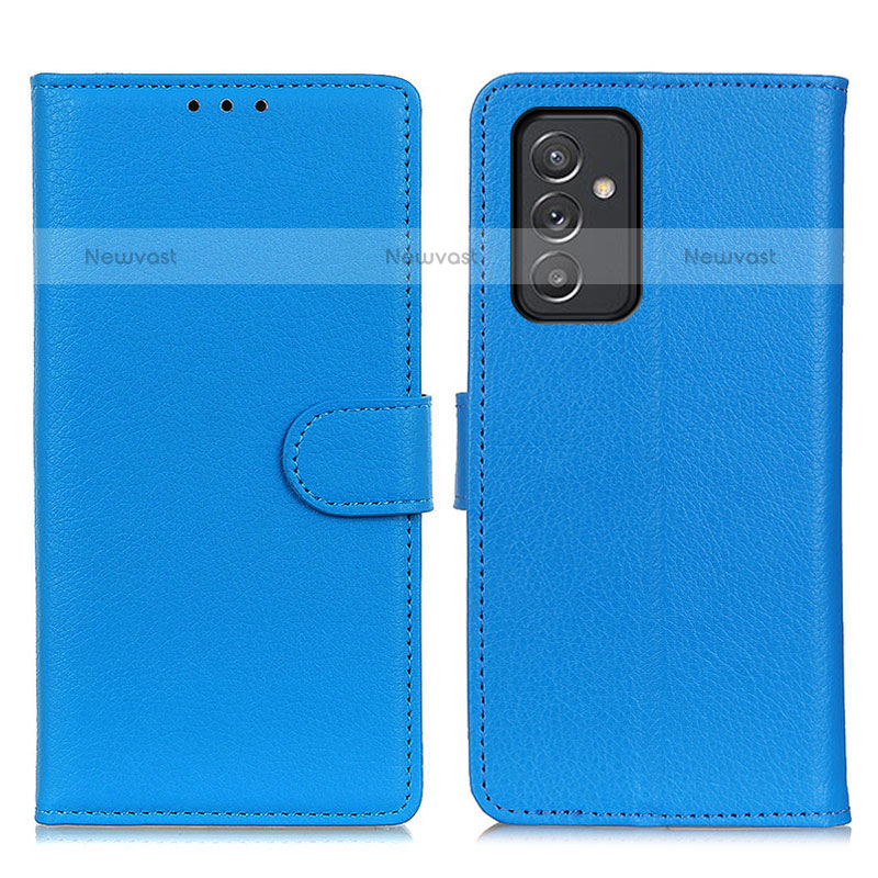 Leather Case Stands Flip Cover Holder A03D for Samsung Galaxy Quantum2 5G Sky Blue